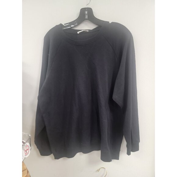 Zenana Black Long Sleeve Cotton Pullover Sweatshirt L - Picture 2 of 6